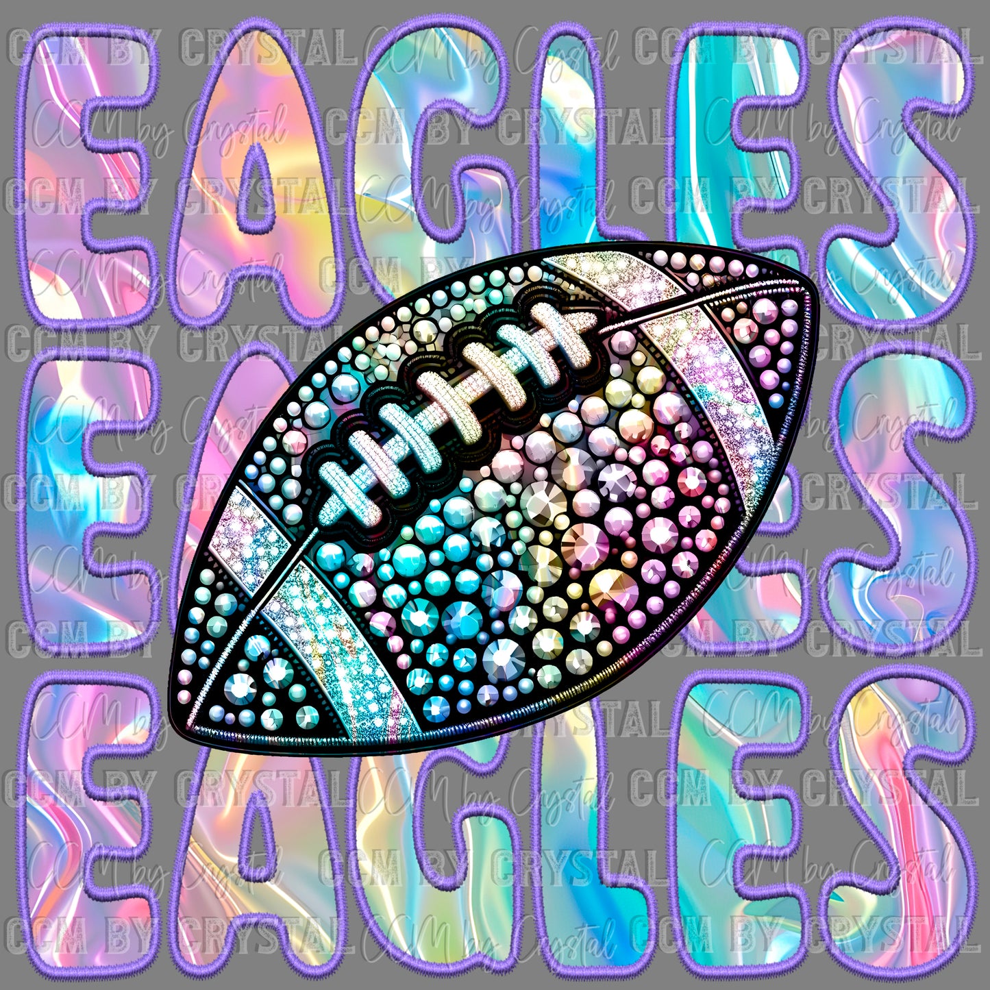 Eagles Football Iridescent Holo Mascot Ready to Press Transfer DTF Transfer Sublimation Transfer