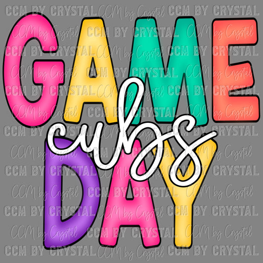 Game Day Cubs Mascot Ready to Press Transfer DTF Transfer Sublimation Transfer