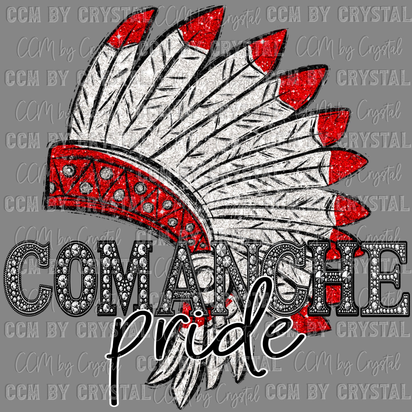Comanche Pride Mascot Ready to Press Transfer DTF Transfer Sublimation Transfer
