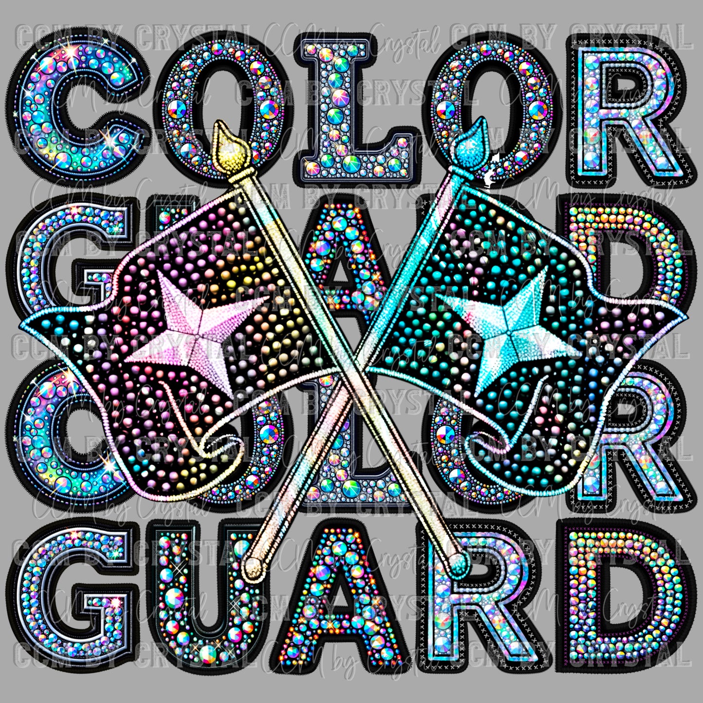 Color Guard Faux Rhinestone Effect PNG Digital File ONLY