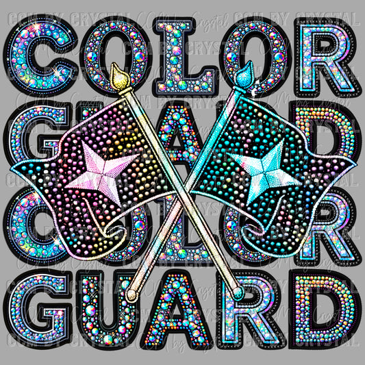 Color Guard Faux Rhinestone Effect PNG Digital File ONLY