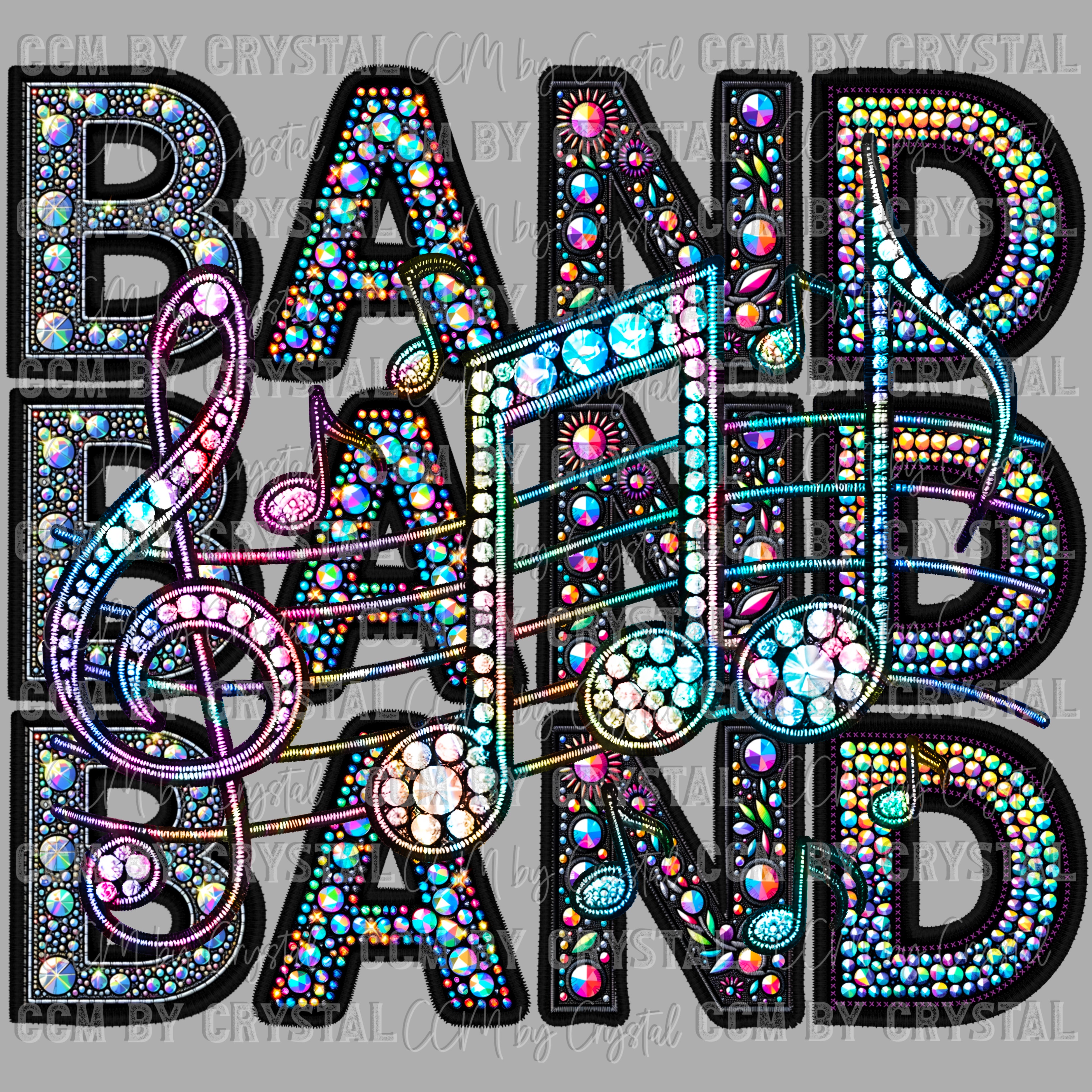 Band Faux Rhinestones Ready to Press Transfer DTF Transfer Sublimation ...