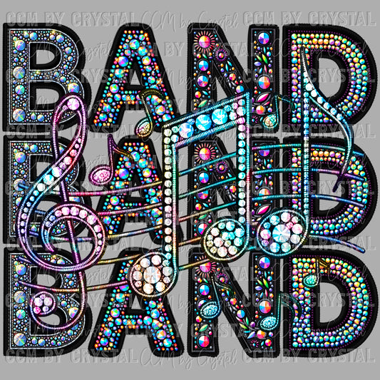 Band Faux Rhinestones Ready to Press Transfer DTF Transfer Sublimation Transfer