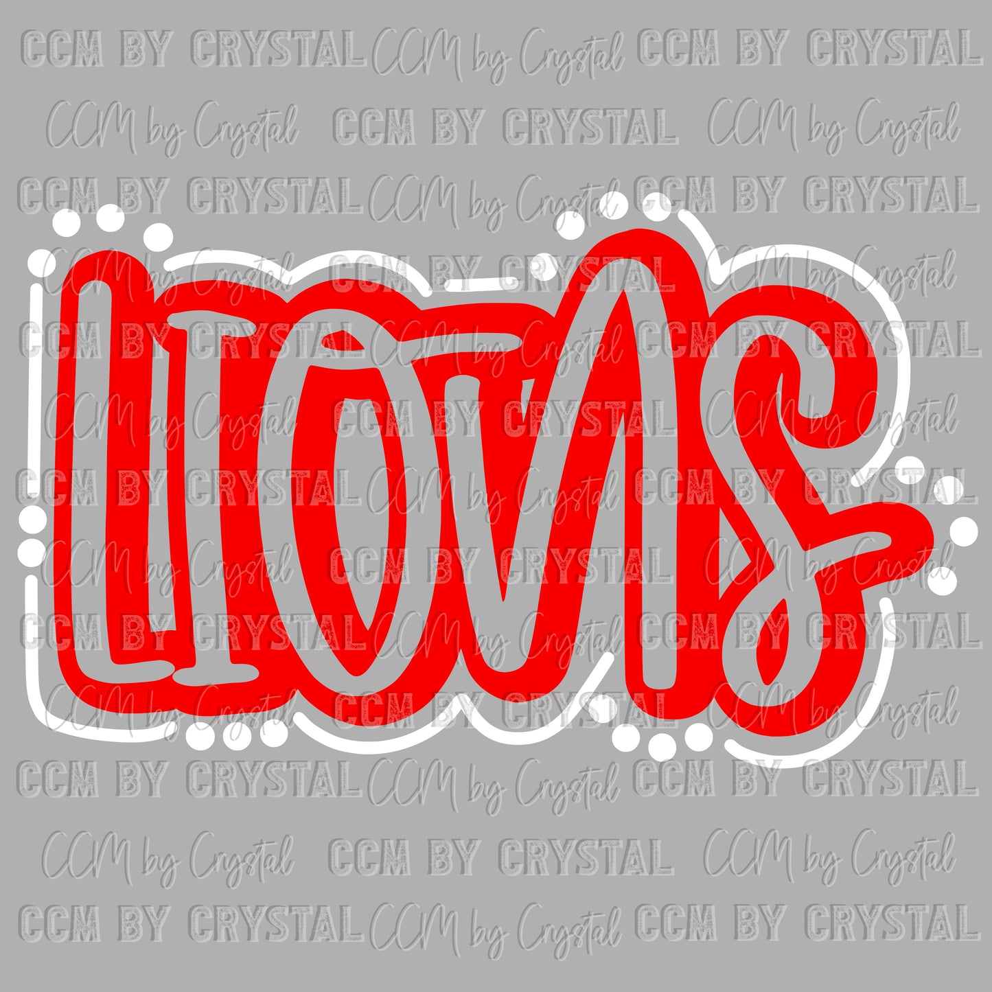 Lions Doodle Red Ready to Press Transfer DTF Transfer