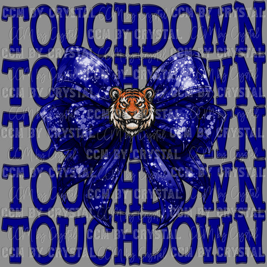 Touchdown Tiger Bow Coquette Bow Ready to Press Transfer DTF Transfer Sublimation Transfer