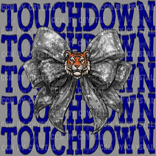 Touchdown Tiger Bow Coquette Bow Ready to Press Transfer DTF Transfer Sublimation Transfer
