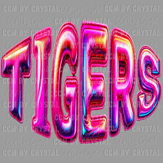 Tigers Holographic Pink Ready to Press Transfer DTF Transfer Sublimation Transfer