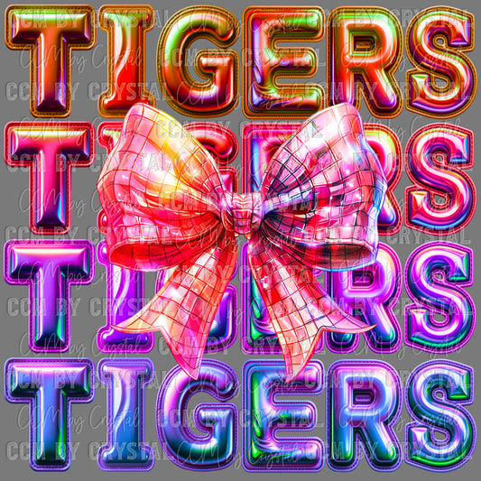 Tigers Bow Holographic Coquette Bow Rainbow PNG Digital File ONLY