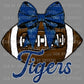 Tigers Football with Bow Coquette Bow Ready to Press Transfer DTF Transfer Sublimation Transfer