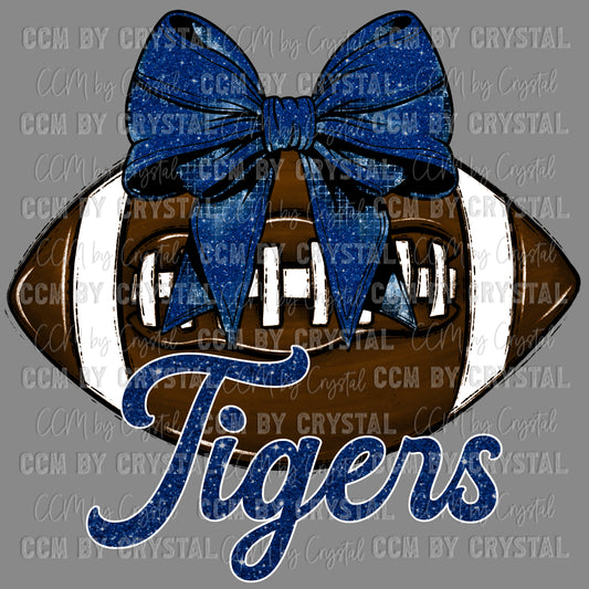 Tigers Football with Bow Coquette Bow Ready to Press Transfer DTF Transfer Sublimation Transfer