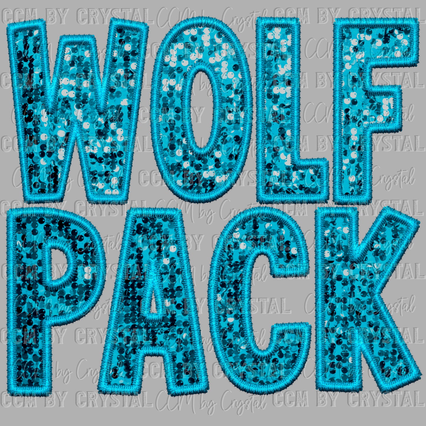 Wolf Pack Faux Sequins Faux Embroidery PNG Digital File ONLY