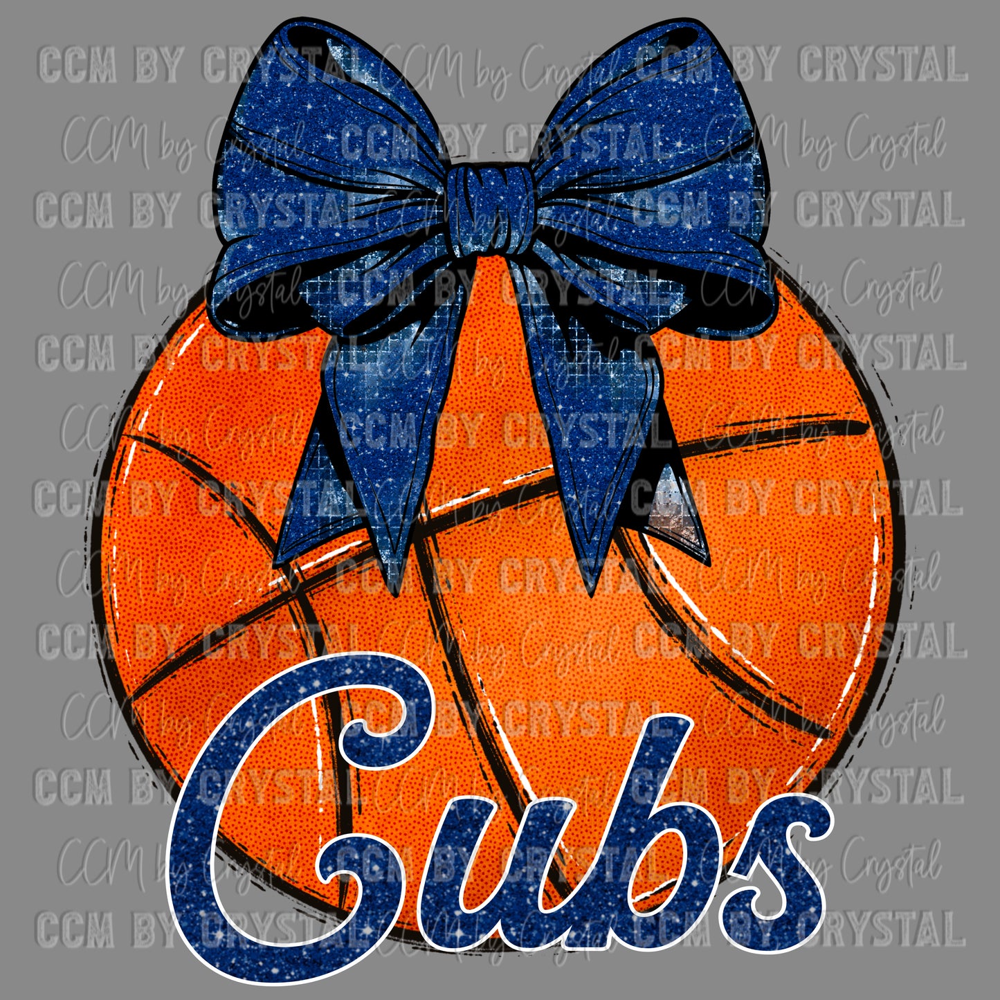 Cubs Basketball with Bow Coquette Bow Ready to Press Transfer DTF Transfer Sublimation Transfer