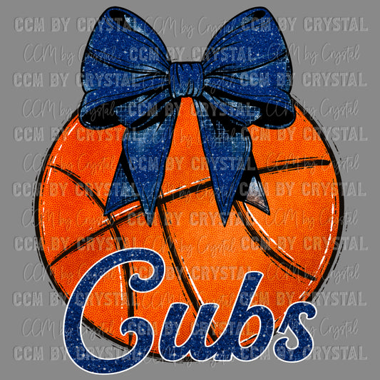 Cubs Basketball with Bow Coquette Bow Ready to Press Transfer DTF Transfer Sublimation Transfer