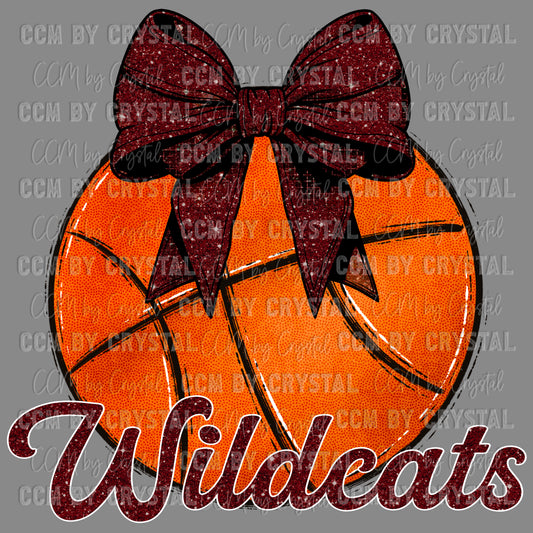 Wildcats Basketball Bow Coquette Ready to Press Transfer DTF Transfer Sublimation Transfer