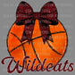Wildcats Basketball with Bow Coquette Bow PNG Digital File ONLY