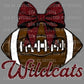 Wildcats Football Bow Coquette Ready to Press Transfer DTF Transfer Sublimation Transfer
