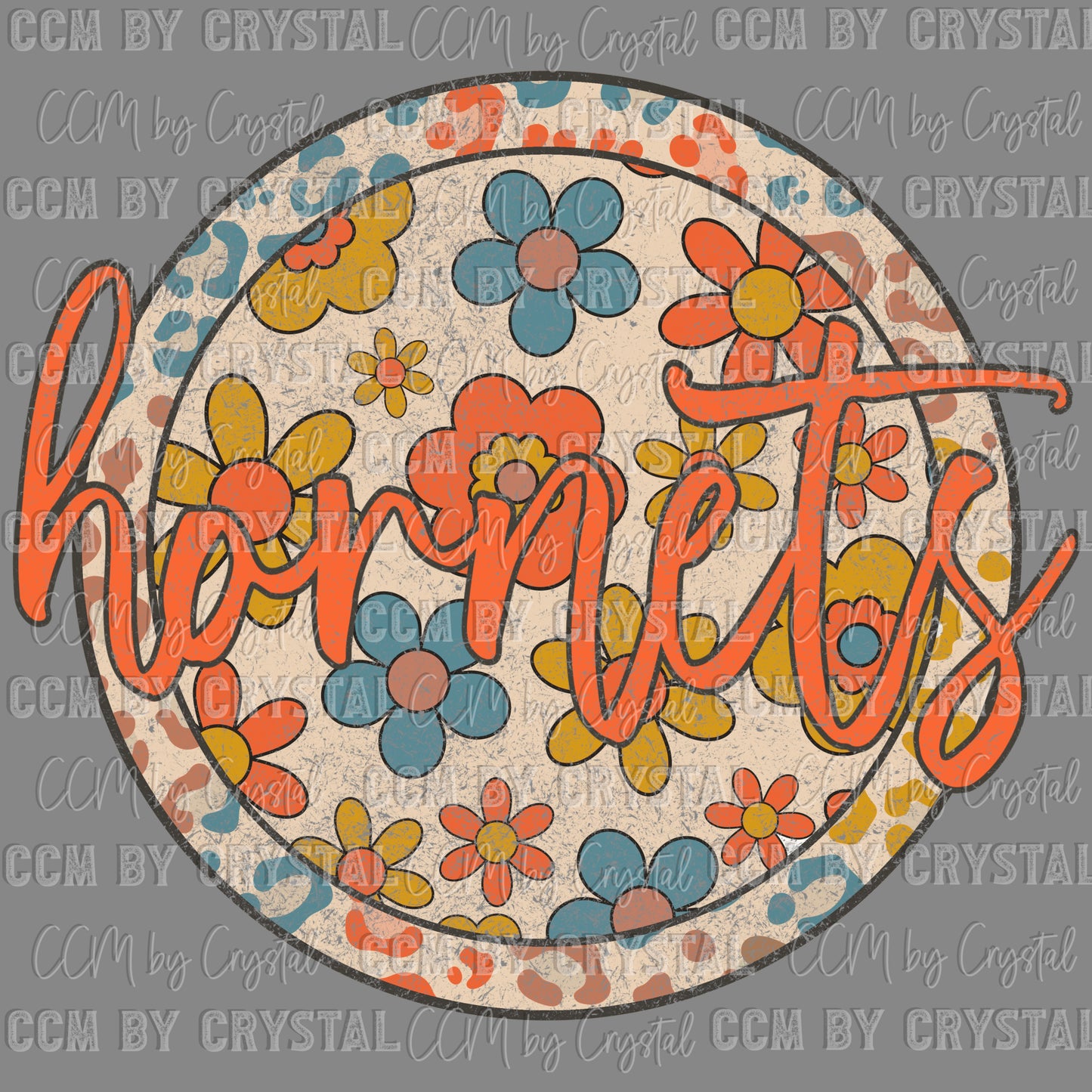Hornets Boho Floral Ready to Press Transfer DTF Transfer Sublimation Transfer