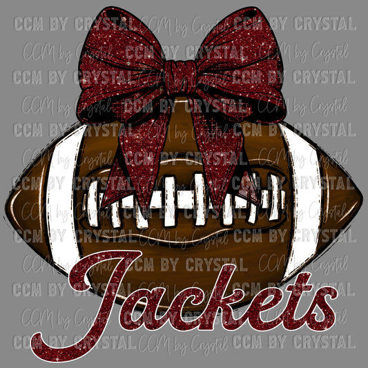 Jackets Football with Bow Coquette Bow PNG Digital File ONLY