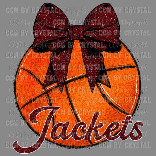 Jackets Basketball with Bow Coquette Bow PNG Digital File ONLY