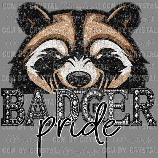 Badger Pride Mascot Ready to Press Transfer DTF Transfer Sublimation Transfer