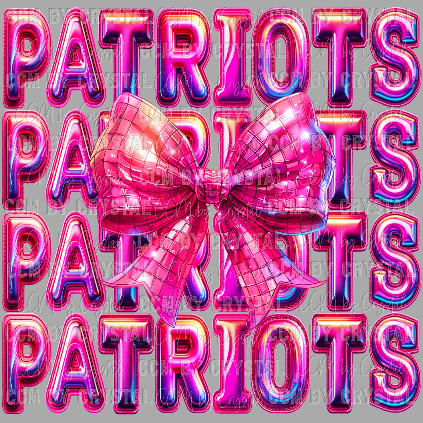 Patriots Bow Holographic Coquette Bow Pink PNG Digital File ONLY
