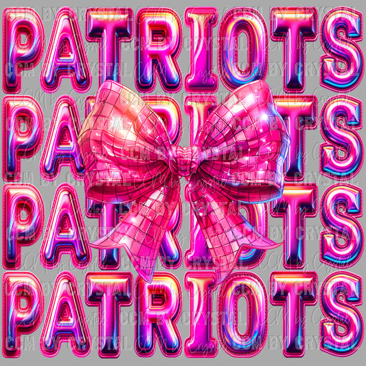 Patriots Bow Holographic Coquette Bow Pink PNG Digital File ONLY