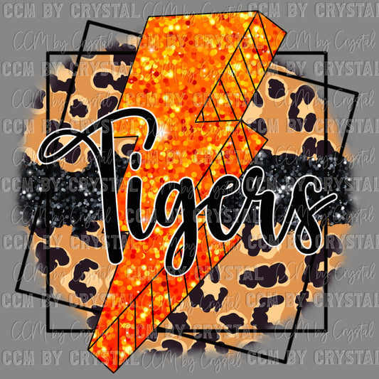 Tigers Mascot Lightning Bolt Ready to Press Transfer DTF Transfer Sublimation Transfer