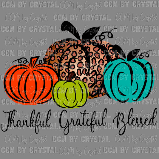 Thankful Grateful Blessed Ready to Press Transfer DTF Transfer Sublimation Transfer