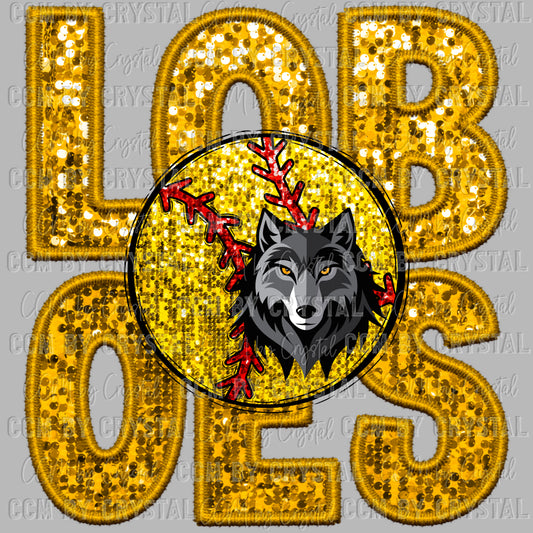 LoboEs Softball Faux Sequins Faux Embroidery Ready to Press Transfer DTF Transfer Sublimation Transfer