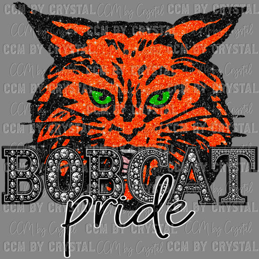 Refugio Bobcat Pride Mascot Faux Rhinestone Effect Ready to Press Transfer DTF Transfer Sublimation Transfer