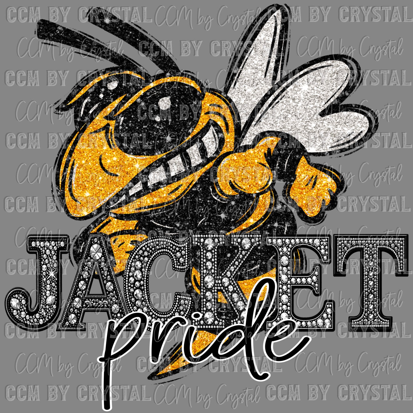 Jacket Pride Mascot Faux Rhinestone Effect Ready to Press Transfer DTF Transfer Sublimation Transfer