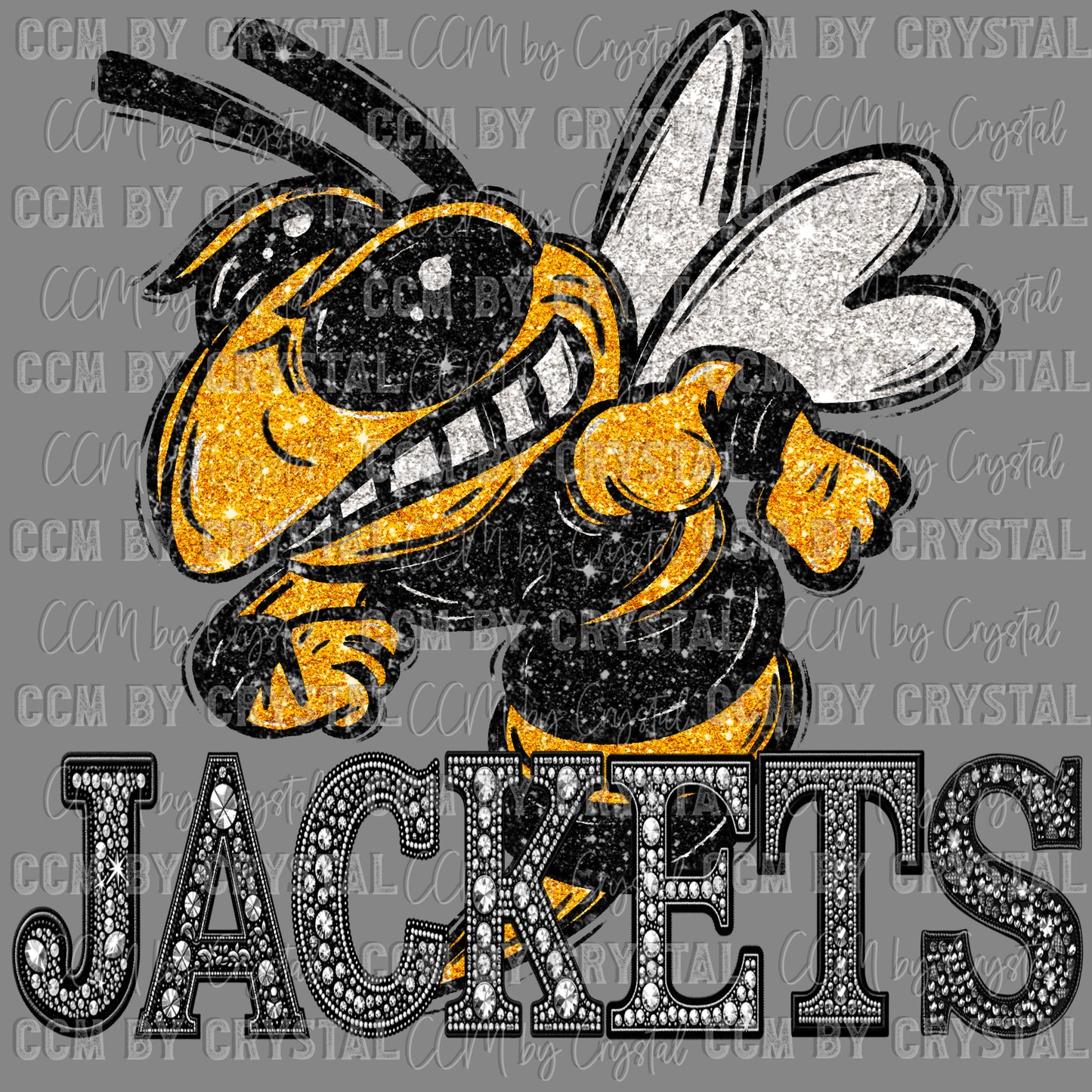 Jackets Mascot Faux Rhinestone Effect Ready to Press Transfer DTF Transfer Sublimation Transfer