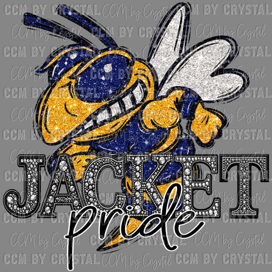 Jacket Pride Mascot Faux Rhinestone Effect Ready to Press Transfer DTF Transfer Sublimation Transfer