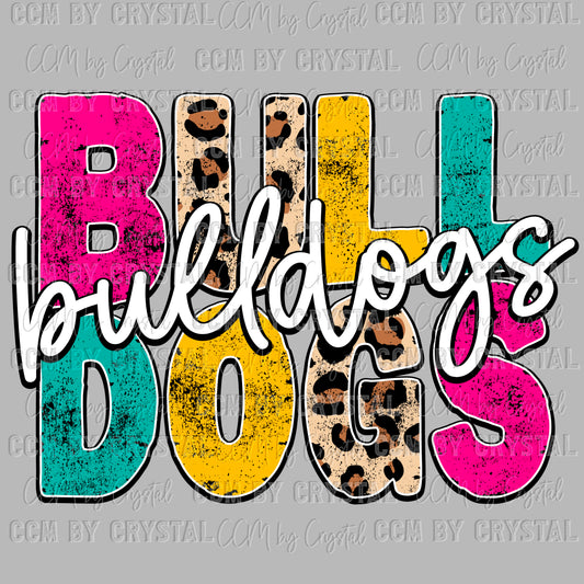 Bulldogs Leopard Mascot Ready to Press Transfer DTF Transfer Sublimation Transfer