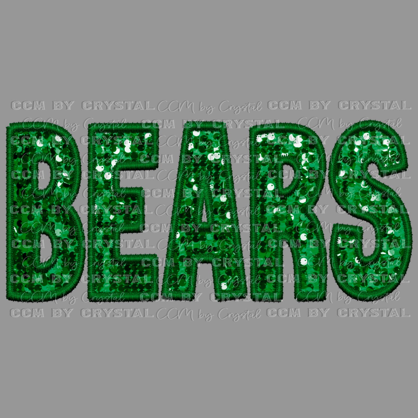 Bears Green Faux Sequins Faux Embroidery PNG Digital File ONLY