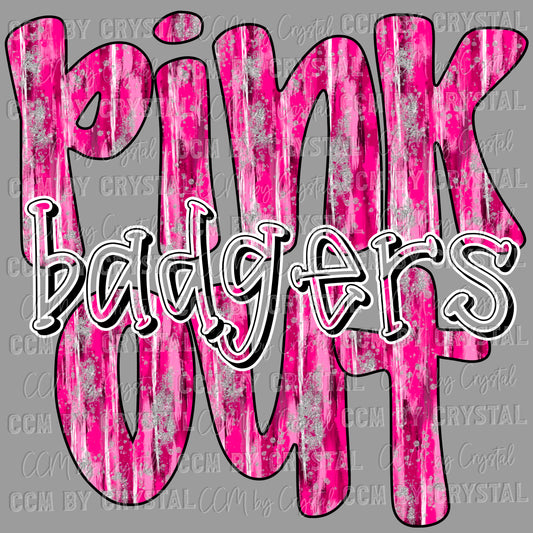 Pink Out Badgers Ready to Press Transfer DTF Transfer Sublimation Transfer