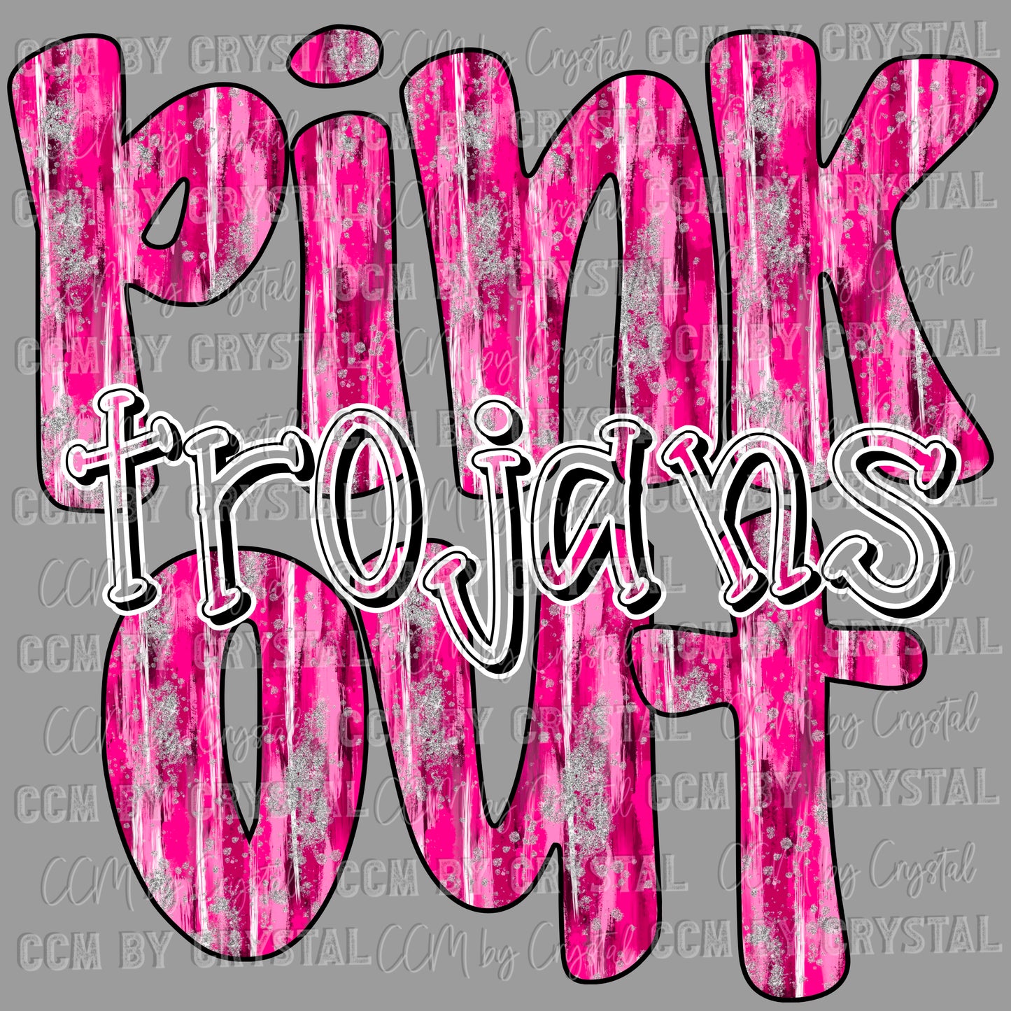 Pink Out Trojans Ready to Press Transfer DTF Transfer Sublimation Transfer