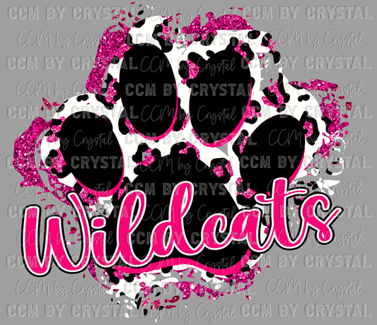 Wildcats Paw Pink Ready to Press Transfer DTF Transfer Sublimation Transfer
