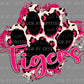 Tigers Paw Pink Ready to Press Transfer DTF Transfer Sublimation Transfer