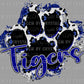 Tigers Paw Dark Blue Ready to Press Transfer DTF Transfer Sublimation Transfer