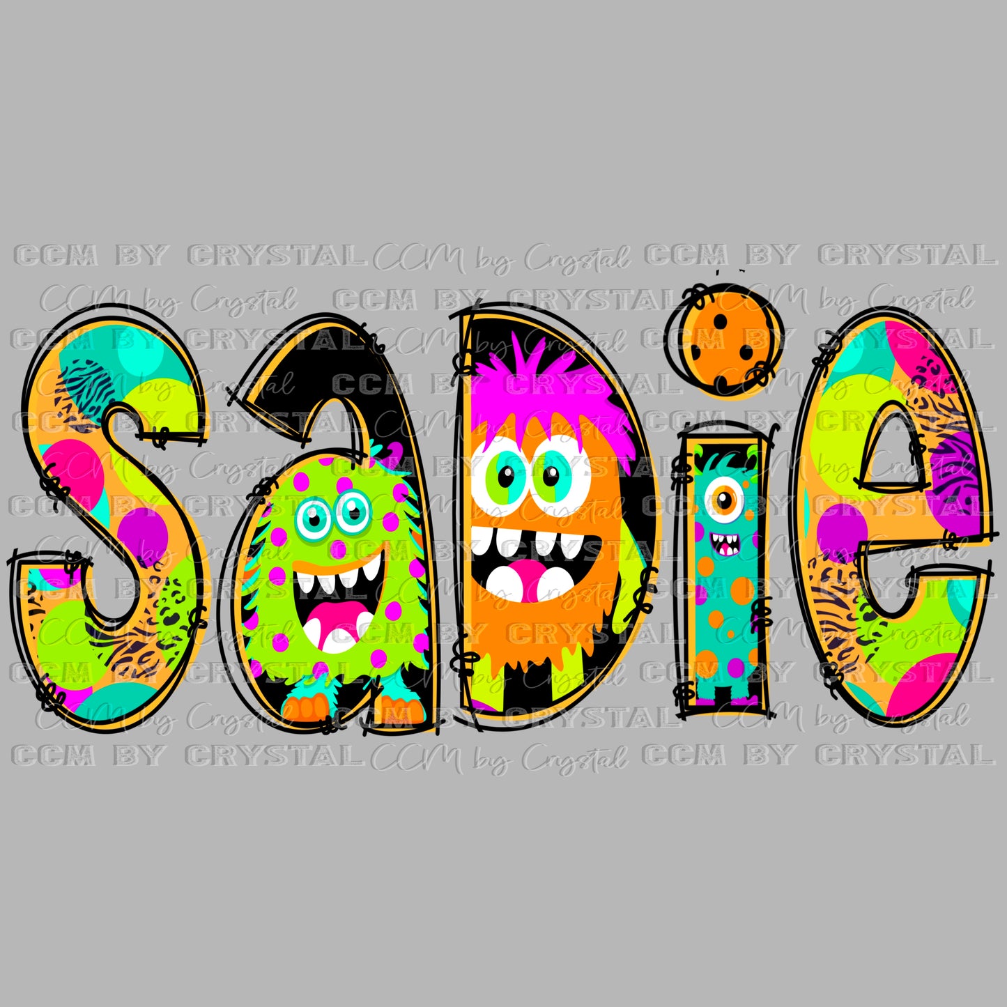 Personalized Monster Name Ready to Press Transfer DTF Transfer Sublimation Transfer
