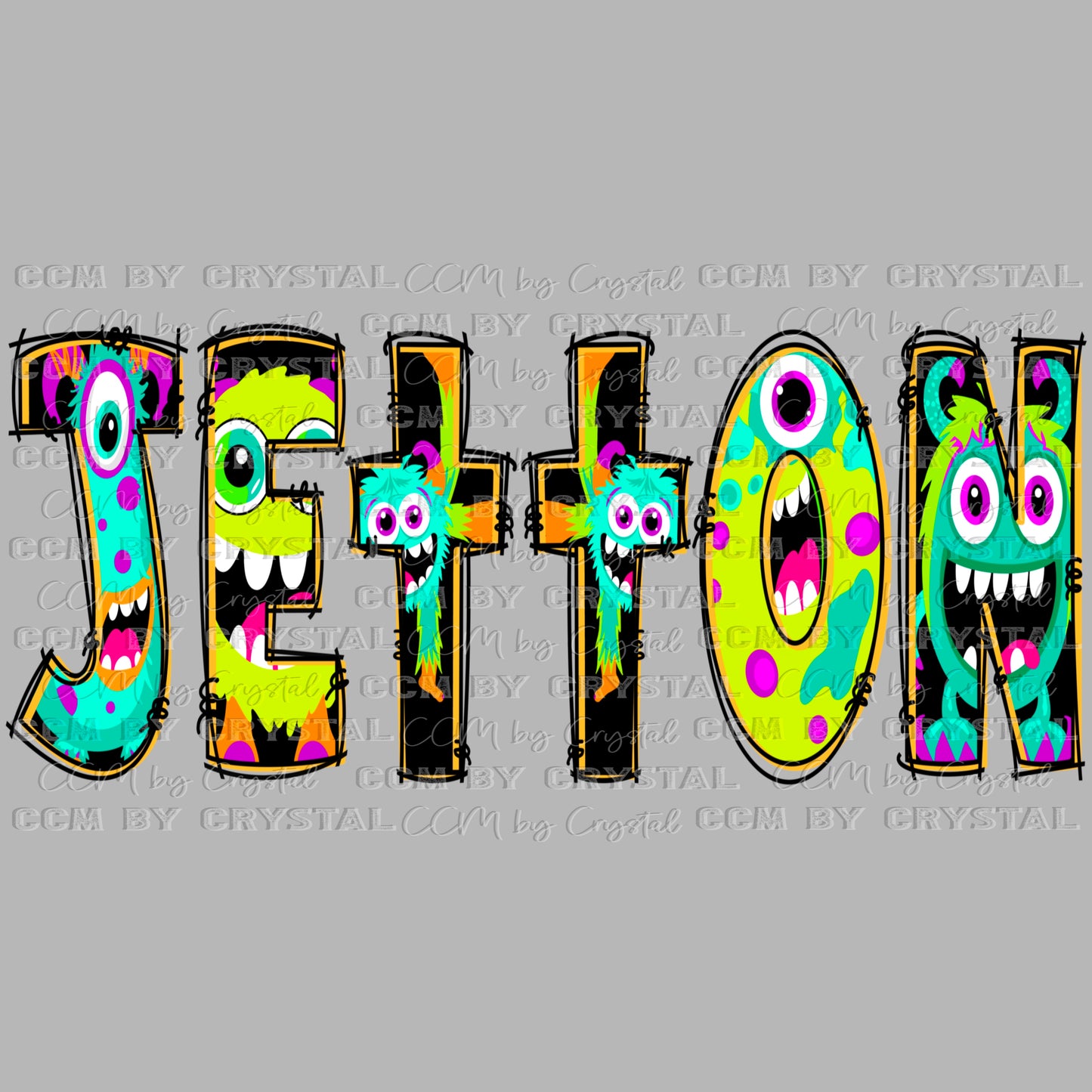 UV DTF Personalized Monster Name UV DTF Transfer Sticker Ready to Apply