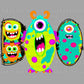 Boo Monsters Halloween Ready to Press Transfer DTF Transfer Sublimation Transfer
