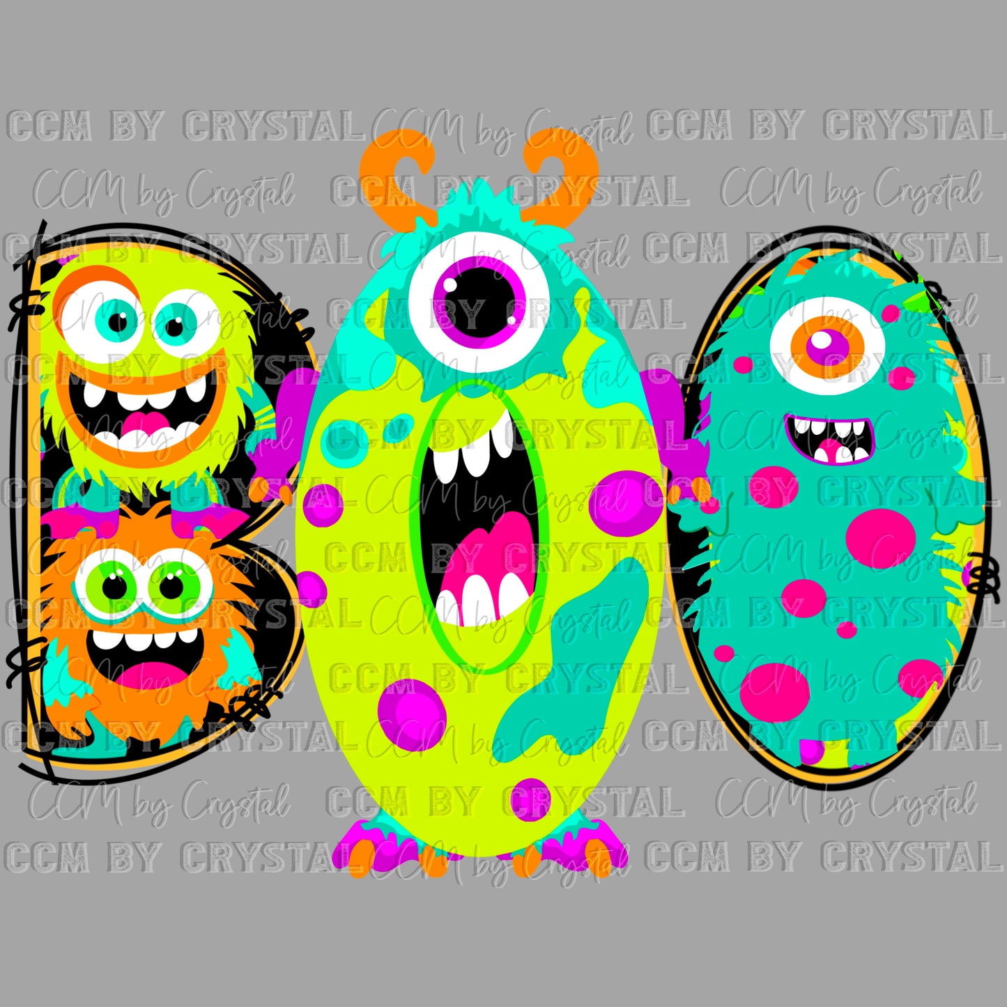 Boo Monsters Halloween Ready to Press Transfer DTF Transfer Sublimation Transfer