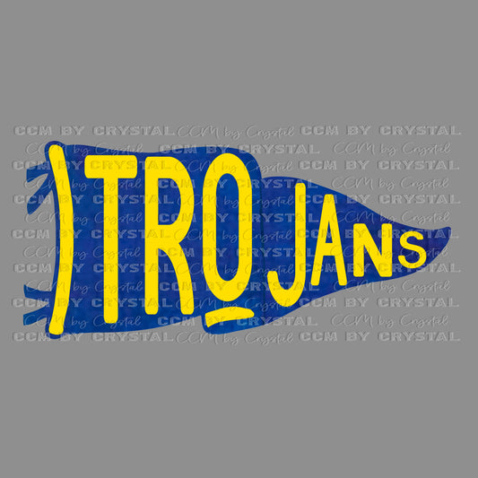 Trojans Pennant Mascot Ready to Press Transfer DTF Transfer Sublimation Transfer