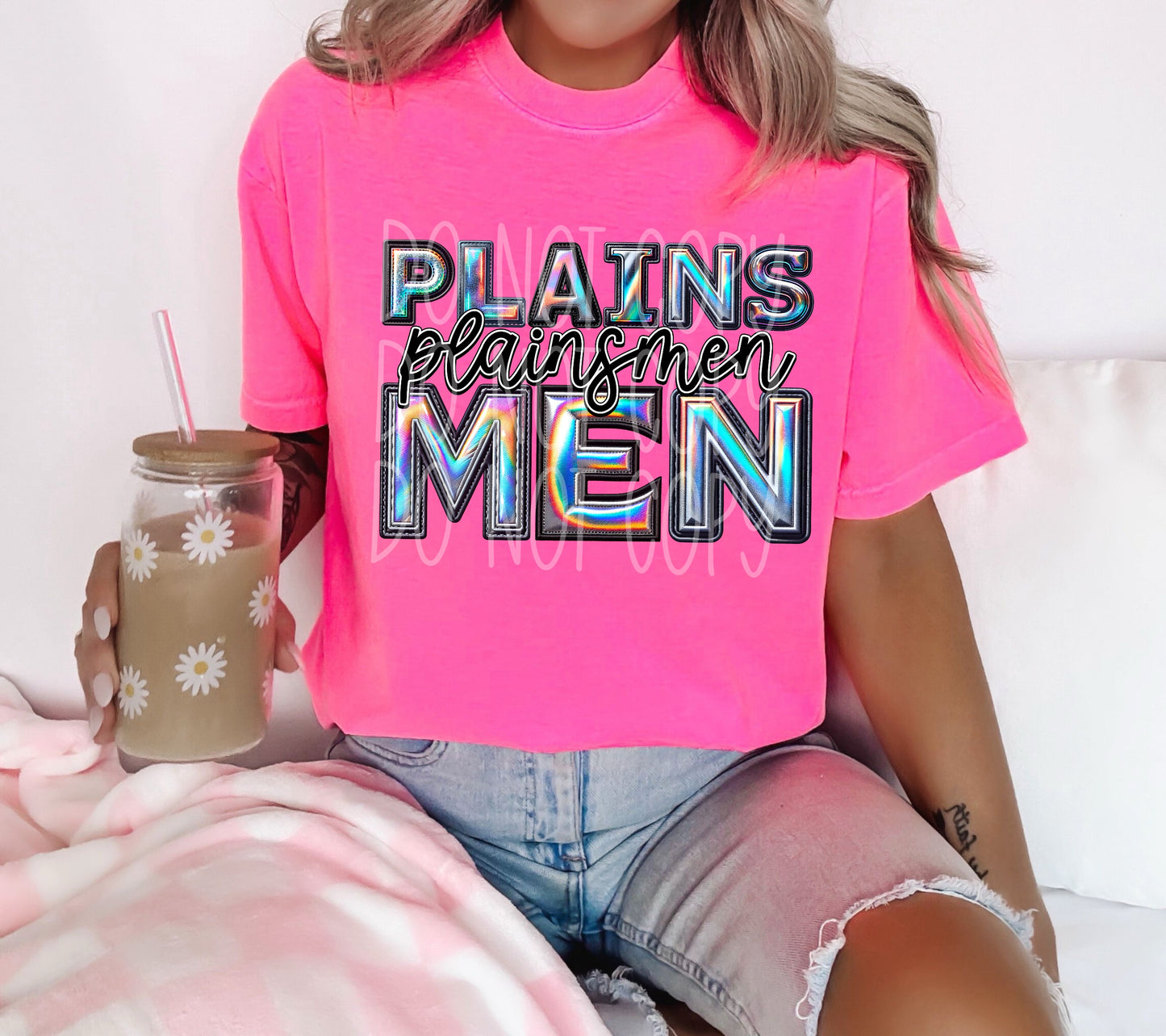 Plainsmen Mascot Iridescent Effect Ready to Press Transfer DTF Transfer Sublimation Transfer