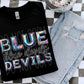 Blue Devils Mascot Iridescent Effect Ready to Press Transfer DTF Transfer Sublimation Transfer