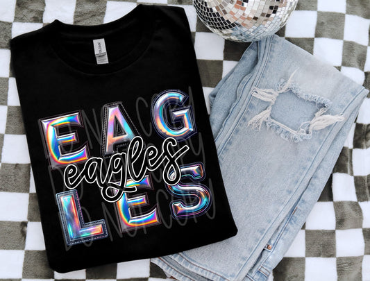 Eagles Mascot Iridescent Effect Ready to Press Transfer DTF Transfer Sublimation Transfer