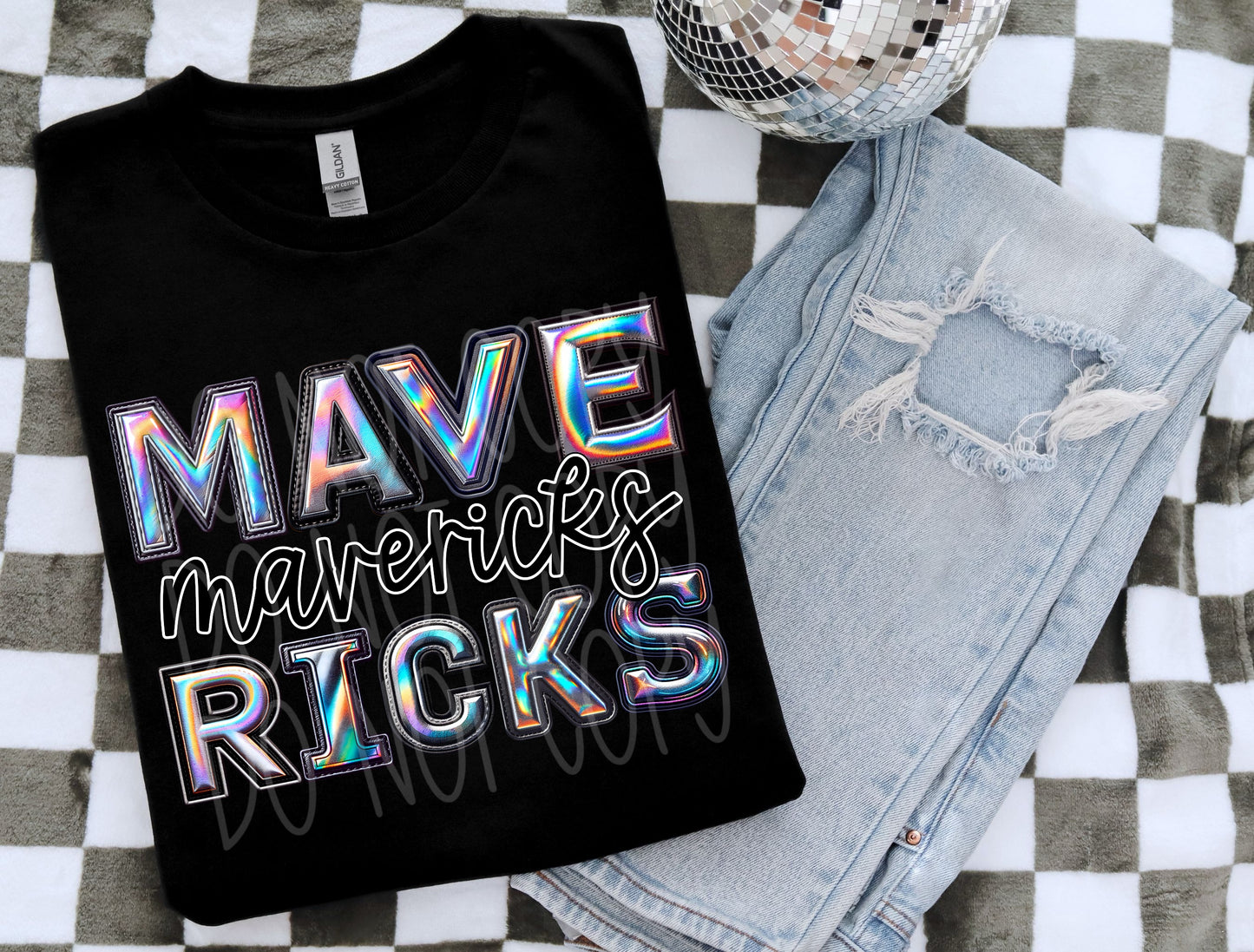 Mavericks Mascot Iridescent Effect Ready to Press Transfer DTF Transfer Sublimation Transfer