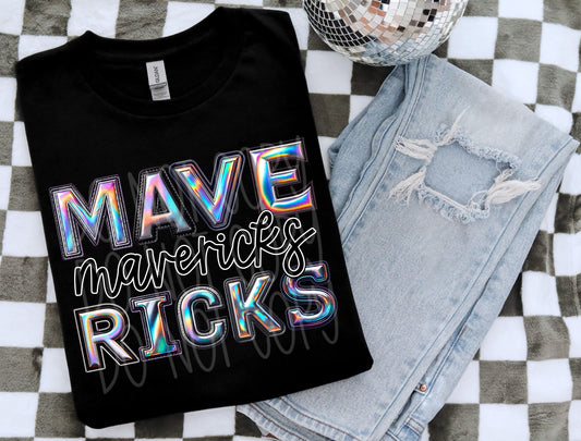 Mavericks Mascot Iridescent Effect Ready to Press Transfer DTF Transfer Sublimation Transfer